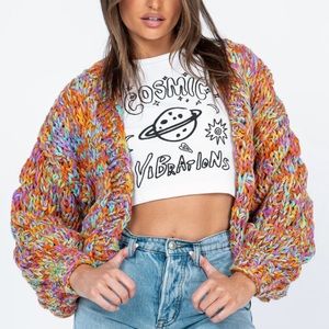 Princess Polly Candy Cardigan - Open Multicolored Cardigan Sweater